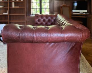 Ralph Lauren Home Tufted Leather Chesterfield Sofa. Measures 90" W x 36" D. Photo 3 of 5. 
