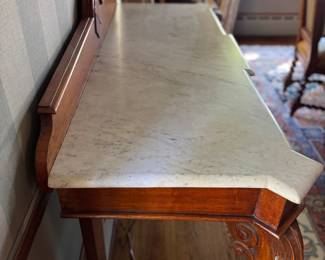 Chippendale Style Console / Hunt Board with Carrara Marble Top. Measures 60" W x 11" D x 34" H. Photo 3 of 6. 