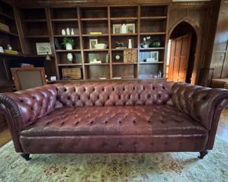 Ralph Lauren Home Tufted Leather Chesterfield Sofa. Measures 90" W x 36" D. Photo 1 of 5. 