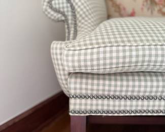 Ralph Lauren Home Devonshire Wing Chair  Upholstered in Wool Plaid and Floral Chintz Fabric. Measures 31" W x 36" D. Photo 2 of 8. 