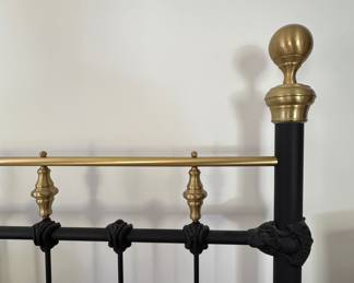 Wrought Iron & Brass Queen Size Bed Frame. Measures 66" W x 64" H. Photo 2 of 2. 