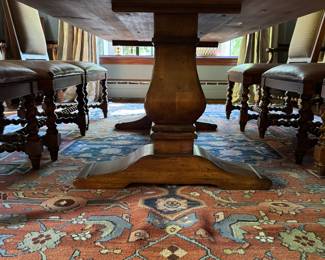 Ralph Lauren Home "Polo Suite" Dining Table and Chair Set. Sold as Set or Independently.  Trestle-Base, Wide-Plank Farm Table Measures 44" W x 108" L (9') x 30" H with 28" Clearance. Photo 5 of 6. 
