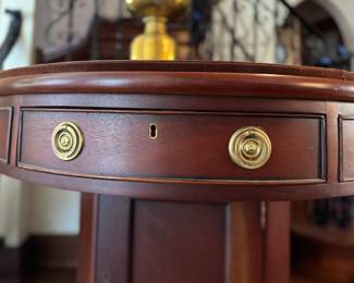 Ralph Lauren Flame Mahogany Drum Table - Comes with Pads. Measures 38" D x 28.5" H. Photo 4 of 6. 