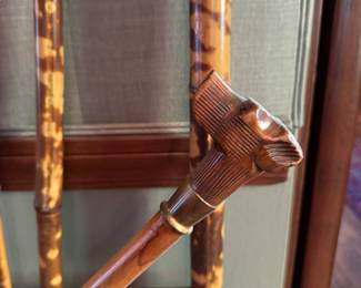 Burnt Bamboo Hall Tree Shown with Four Canes & Bugle. Hall Tree Measures 30" W x 76" H x 6.5" D. Photo 6 of 6. 