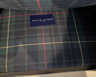 Ralph Lauren Set of 4 Duchess Leather Upholstered Dining Chairs with Glen Plaid Cushion Upholstery. Each Measures 25" W x 30" D x 20" Seat Height. Photo 2 of 5.