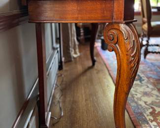Chippendale Style Console / Hunt Board with Carrara Marble Top. Measures 60" W x 11" D x 34" H. Photo 6 of 6. 