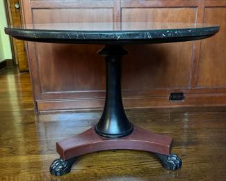 Marble Top Pedestal Table with Claw Feet. Comes With Glass Top. Measures 39" D x 28.5" H with 27.5" Clearance. Photo 1 of 4. 