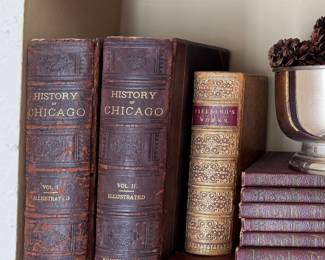 History of Chicago Leather Bound Books, Volumes 1 & 2. 