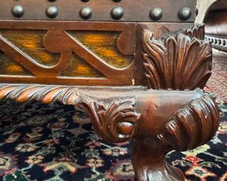 Ralph Lauren English Dalton Leather & Mahogany Coffee Table. Measures 32" x 48" x 19.5" H. Photo 6 of 6. 