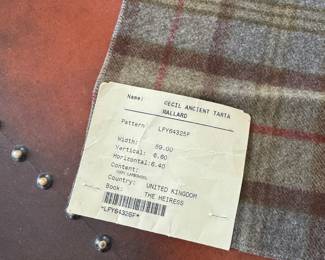 Ralph Lauren Home Tufted Plaid Wool Upholstered Settee Upholstered in 100% Lambswool Cecil Ancient Tarta in Mallard Colorway. Measures 64" W x 32" D with 18" Seat Height. Photo 5 of 5. 