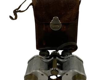 160 - Antique Binoculars 6x30 w/ case 6.5 x 5 x 2 used as-is electric/electronic/mechanical item - no guarantee all components, untested
