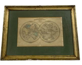 144 - Framed World Map 16.5 x 21
