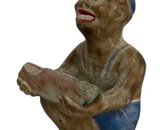 1972 - Concrete Watermelon Eater Statue 13.5 x 7 x 8
