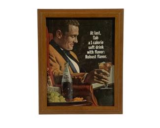 130 - Framed Vintage TAB Cola Print 14 x 10
