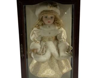 1986 - Camellia Garden Doll in Wood Case 21.5 x 12 x 8
