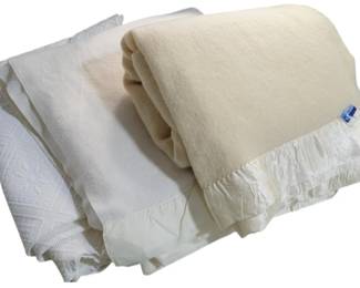 9t - 2 Twin Size Wool Blankets & One Bed Scarf
