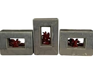 1963 - McCoy Bird Pottery 3 Piece Planter Set 6.5 x 8.5 x 3, 9.5 x 6 x 3
