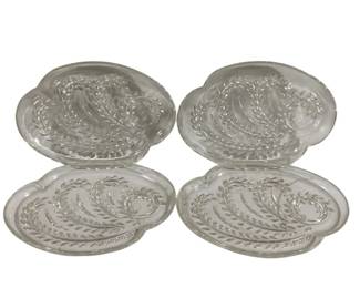 271x - 4 Vintage Glass Snack Plates 10 x 7
