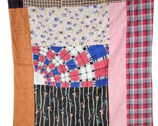 1t - Vintage Handmade Tied Patchwork Quilt 74 x 60
