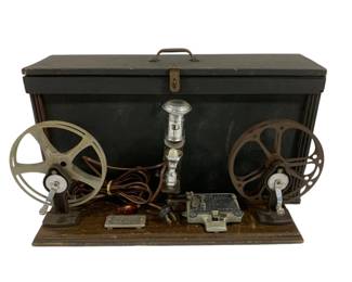 172 - Antique Film Viewer w/ Cutter & Case 12 x 22 x 6.5 used as-is electric/electronic/mechanical item - no guarantee all components, untested
