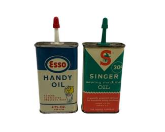 138 - Esso & Singer Vintage Oil Cans
