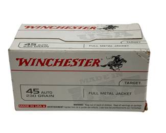 54 - Winchester .45 Auto Ammo Full Box of 100
