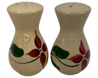 1949 - 2 Watt Pottery Starflower Pepper Shakers 5"
