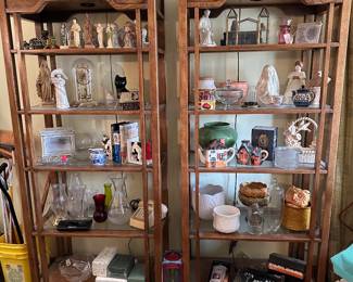 (2) lighted bookcase units with glass shelves