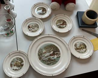 Currier and Ives dessert set