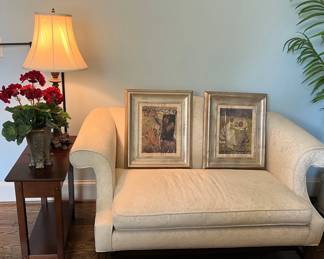 Camelback Settee, Lamp, Table And Decor