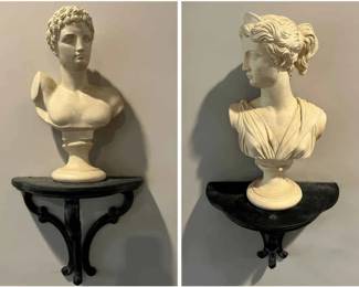 Pair Of Sculptures On Bronze Sconces