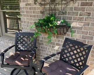 2 Metal Outdoor Chairs with Cushions Metal Wall Art