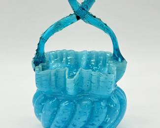 15 StevensWilliamsVictorianThornHandleBlueGlassBasket