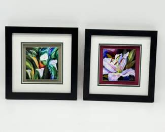 24 JohnCEbnerFramedTropicalFlowersonCeramicTileSigned