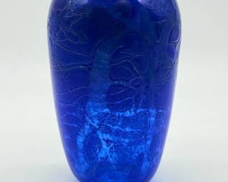 39 HandblownCobaltBlueGlassVaseSigned