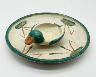 54 MallardDuckPotteryChipDipServingPlatterSigned