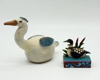 114 JimShoresHeartwoodCreekCeramicBirdFigurinesSigned