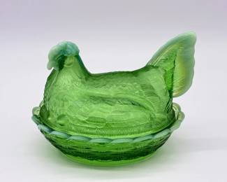 79 VintageLargeHenonNestGreenGlass
