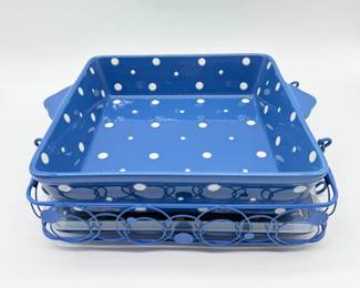 84 TemptationsBluePolkaDotOvenware1Tray14qtwBasket