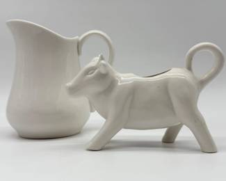 116 GlazedCeramicPier1PitcherCowCreamer