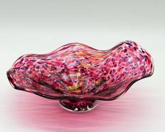 14 HandblownOrganicShapeVibrantColorsGlassBowl