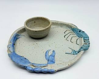 60 TomChamberlainPotteryCrabShrimpSeafoodServingPlatter