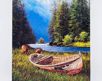 66 HaroldWilliamJohnsonTranquilLandscapePrintonCanvasSigned