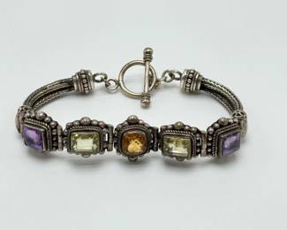13 SterlingSilverBraceletwSyntheticStones