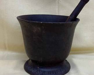 Vintage Cast Iron Mortar And Pestle 2 