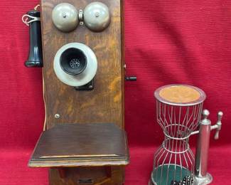 Antique Wall Mount Telephone 3 Dice Silver Tumbler