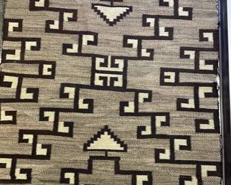 Vtg Native American Navajo Rug Browns  Tans
