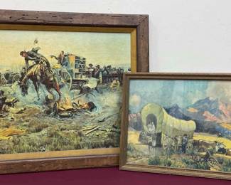 Vtg Framed Western Art 
