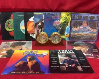 Back In Time Vintafe Vinyl Albums And Nautical Clock 
