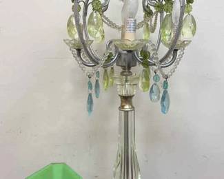 Art Deco McKee Green Glass Nude Vase Candelabra Lamp